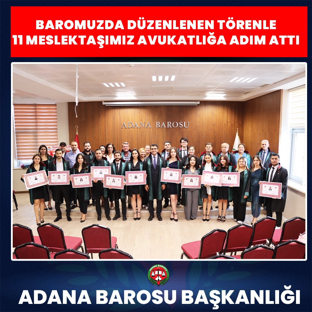 BAROMUZDA DÜZENLENEN TÖRENLE 11 MESLEKTAŞIMIZ AVUKATLIĞA ADIM ATTI