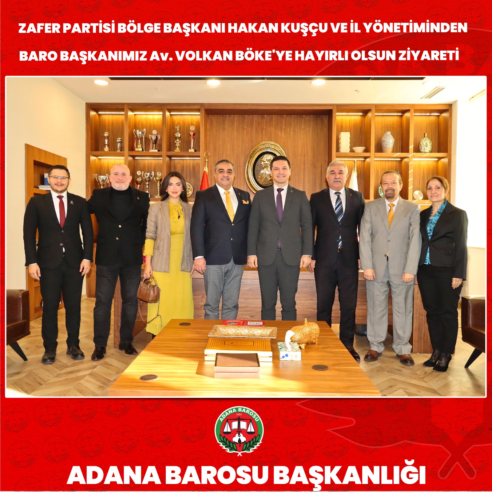 ZAFER PARTİSİ BÖLGE BAŞKANI HAKAN KUŞÇU VE İL YÖNETİMİNDEN BARO BAŞKANIMIZ AV. VOLKAN BÖKE'YE HAYIRLI OLSUN ZİYARETİ