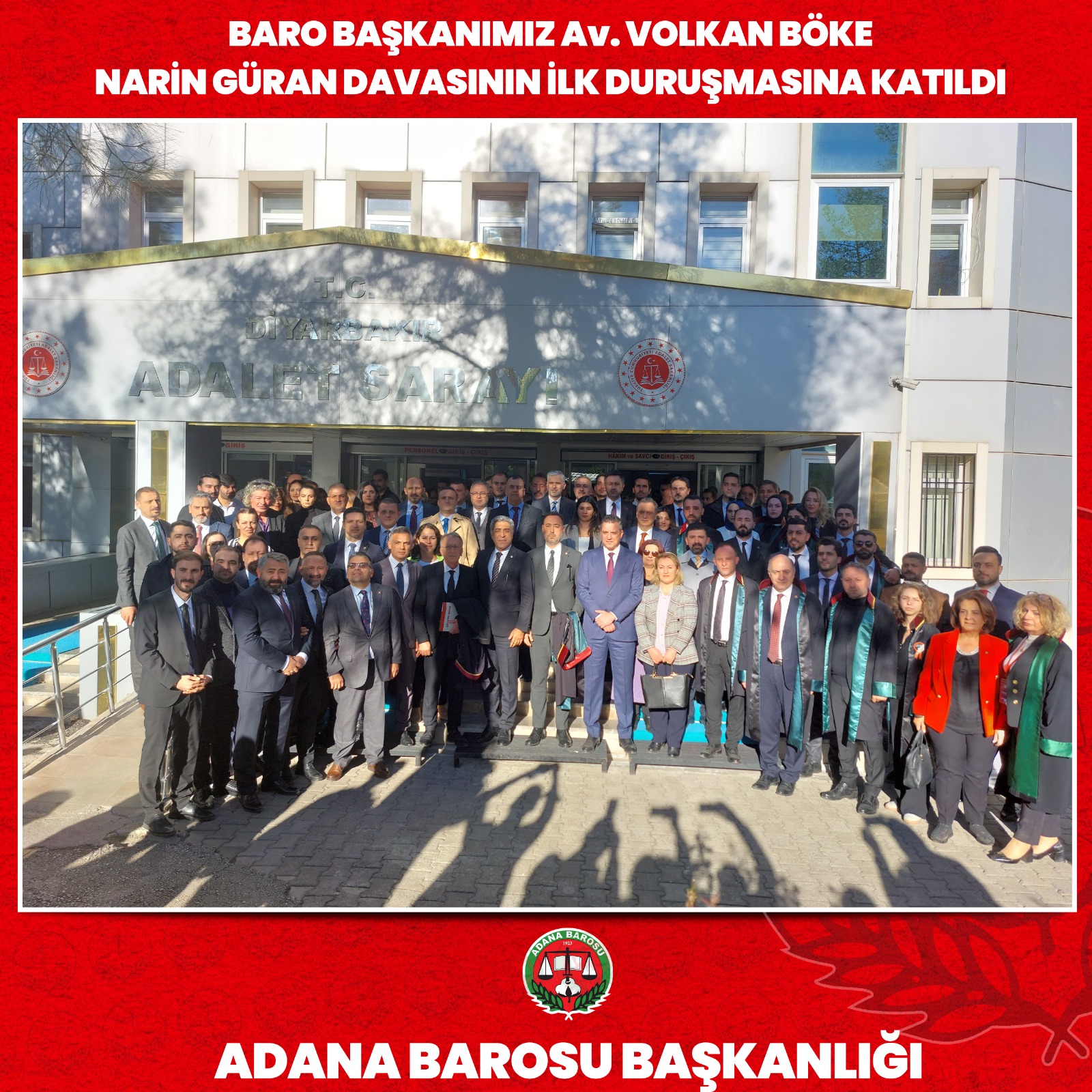 BARO BAŞKANIMIZ Av. VOLKAN BÖKE NARİN GÜRAN DAVASININ İLK DURUŞMASINA KATILDI