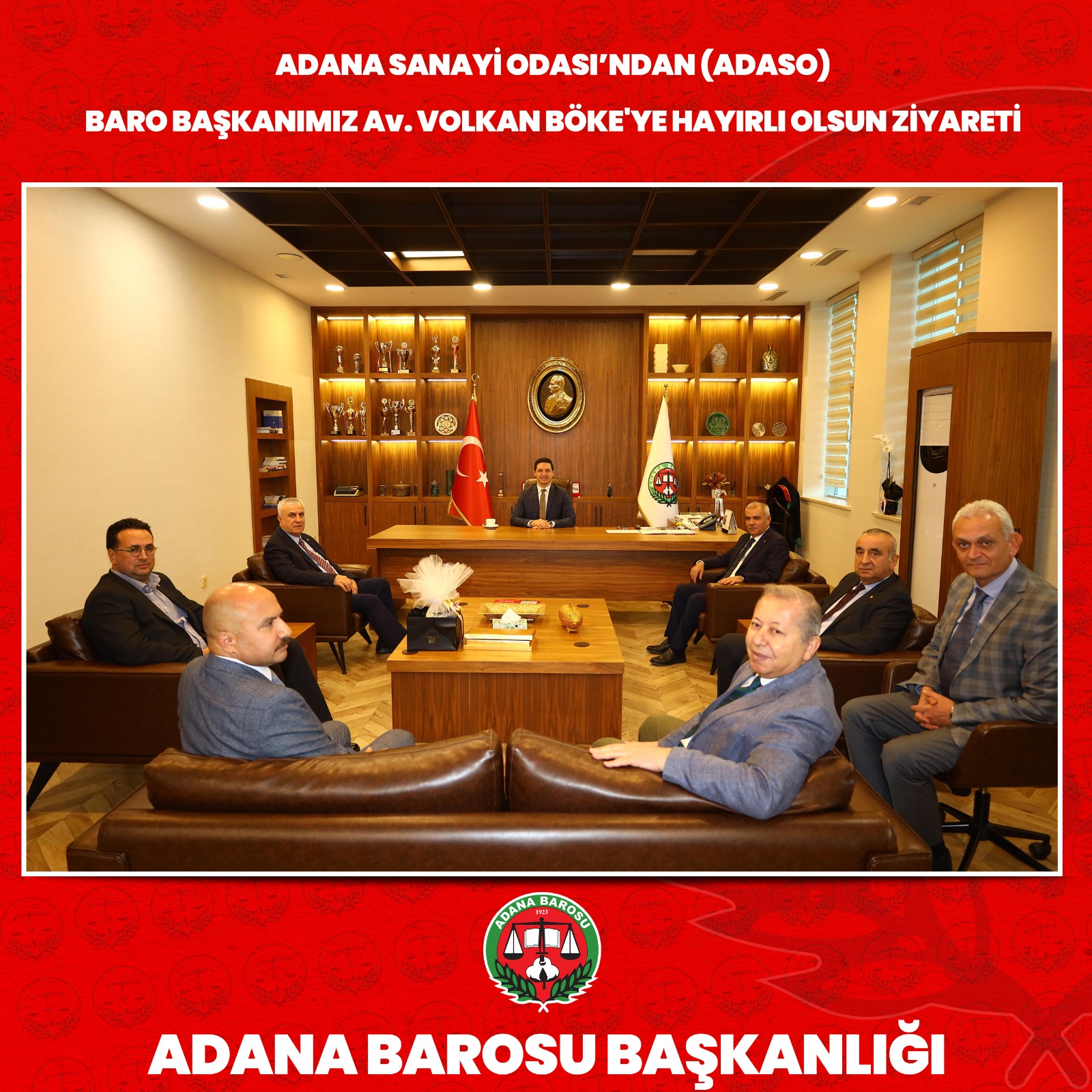 ADANA SANAYİ ODASI’NDAN (ADASO) BARO BAŞKANIMIZ Av. VOLKAN BÖKE'YE HAYIRLI OLSUN ZİYARETİ