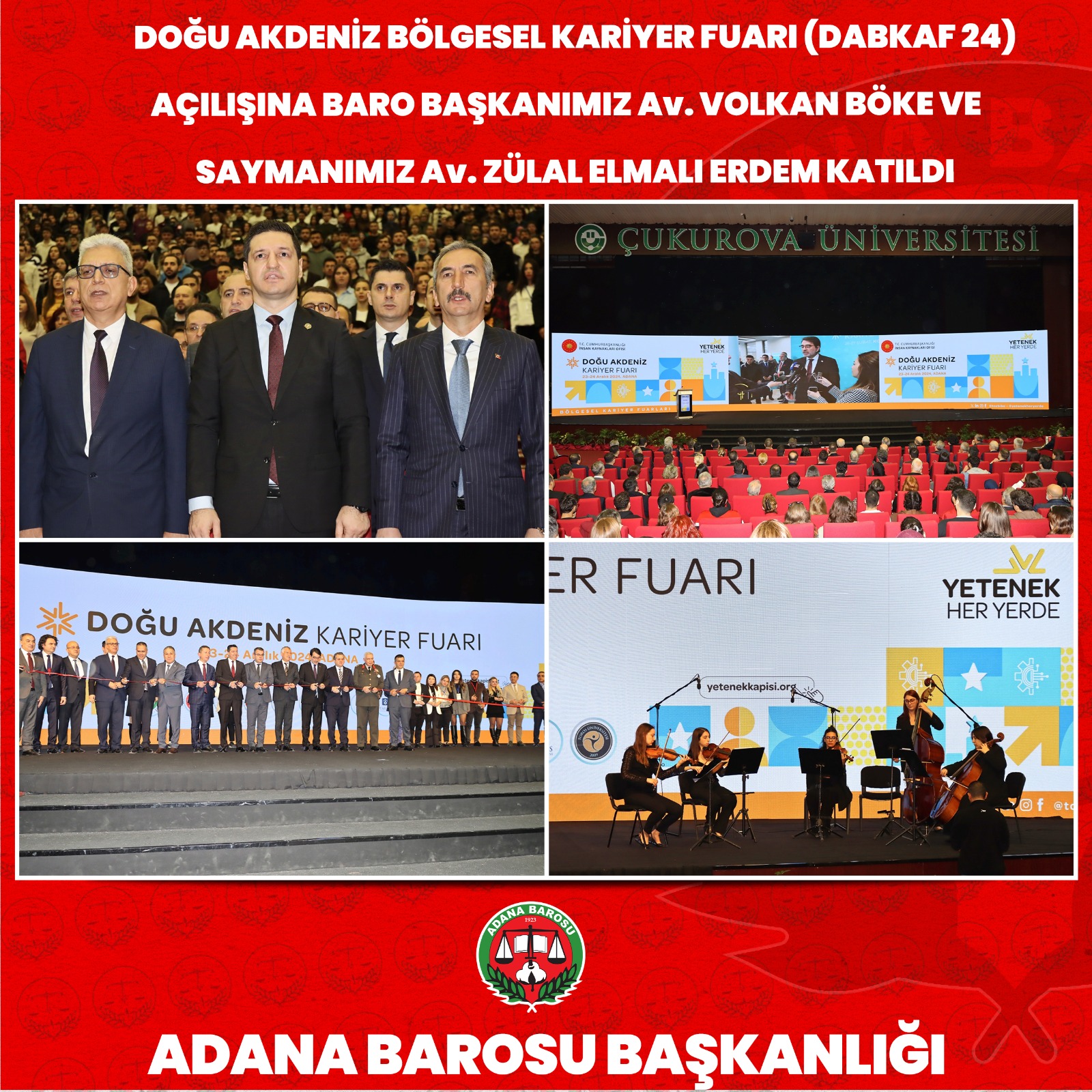DOĞU AKDENİZ BÖLGESEL KARİYER FUARI (DABKAF 24) AÇILIŞINA BARO BAŞKANIMIZ Av. VOLKAN BÖKE VE SAYMANIMIZ Av. ZÜLAL ELMALI ERDEM KATILDI 