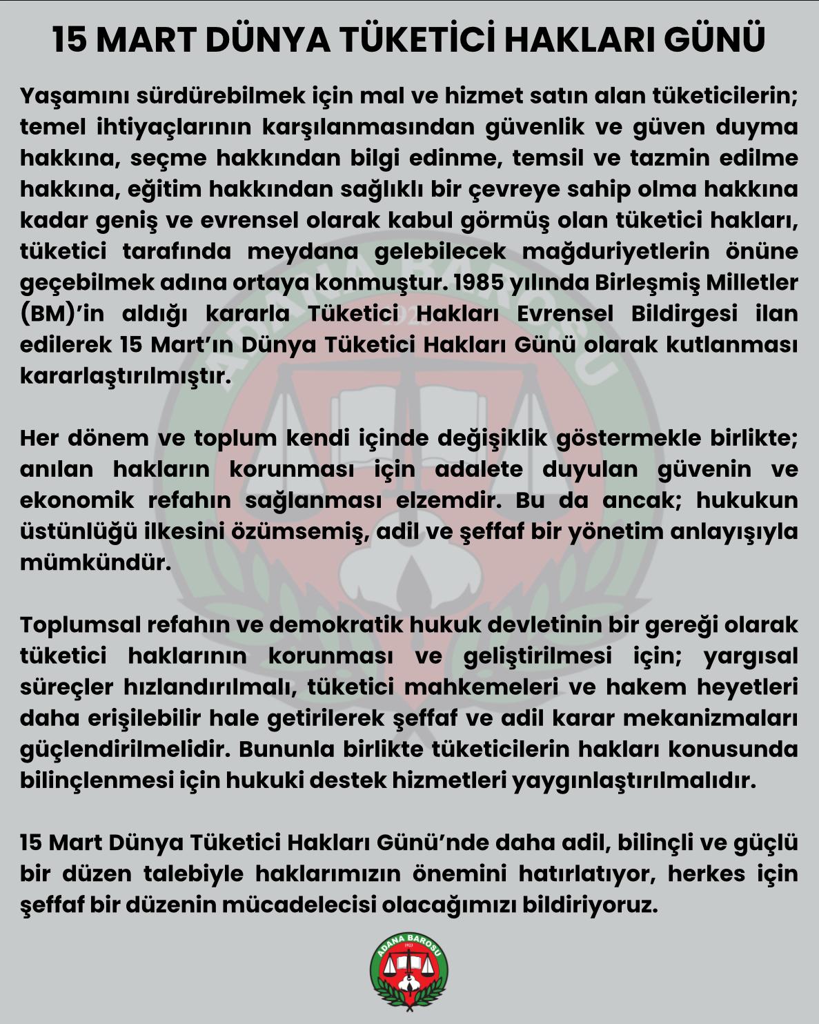 15 MART DÜNYA TÜKETİCİ HAKLARI GÜNÜ