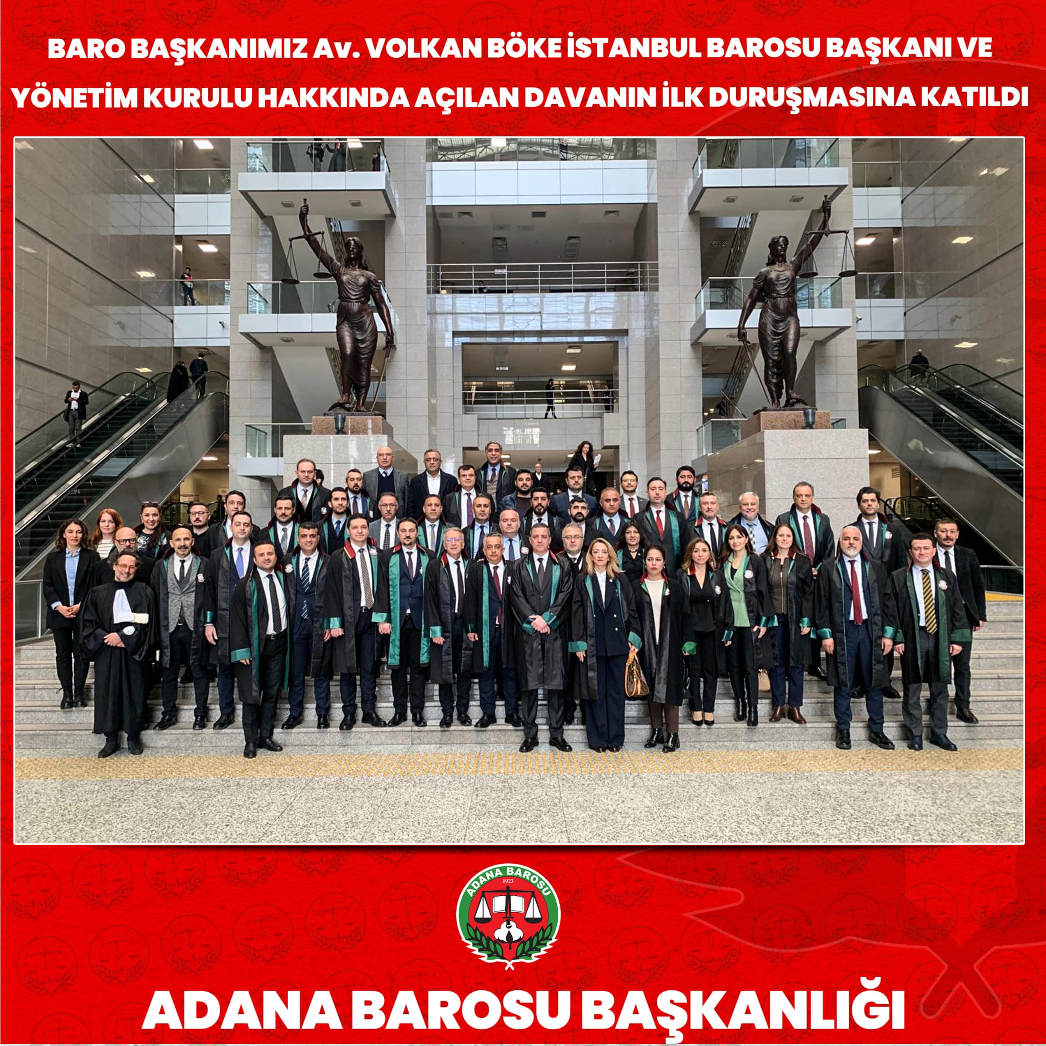 BARO BAŞKANIMIZ AV. VOLKAN BÖKE İSTANBUL BAROSU BAŞKANI VE YÖNETİM KURULU HAKKINDA AÇILAN DAVANIN İLK DURUŞMASINA KATILDI