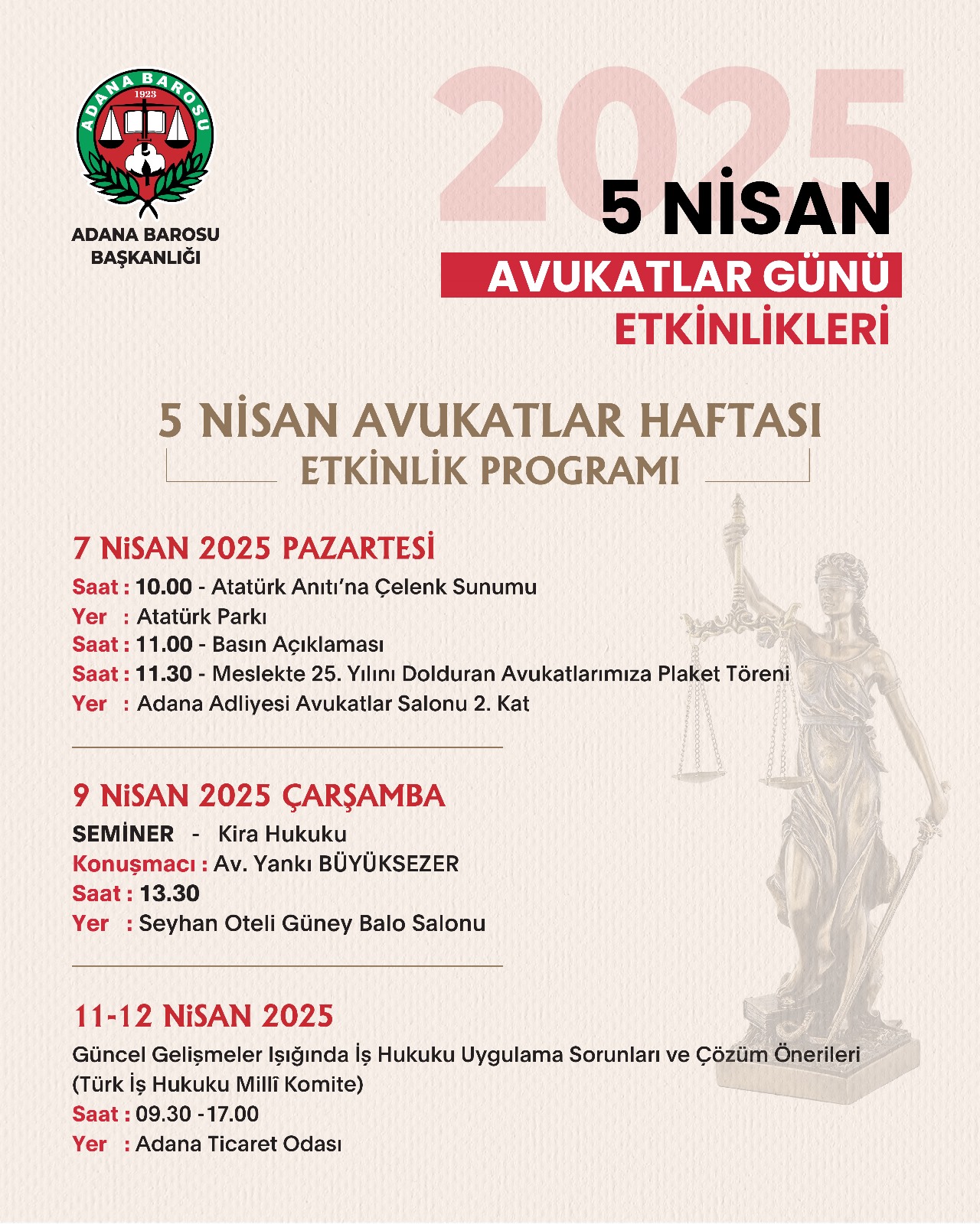 5 NİSAN AVUKATLAR GÜNÜ ETKİNLİKLERİ 