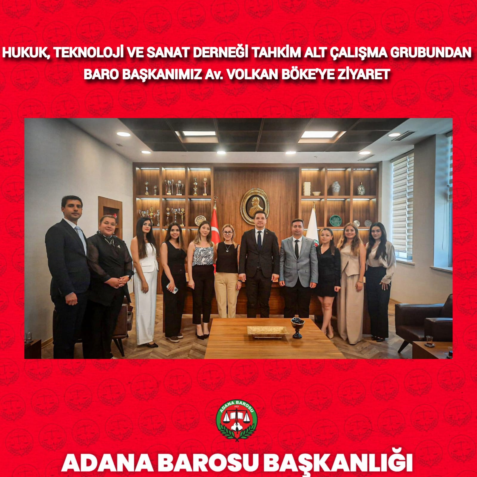 HUKUK, TEKNOLOJİ VE SANAT DERNEĞİ TAHKİM ALT ÇALIŞMA GRUBUNDAN BARO BAŞKANIMIZ Av. VOLKAN BÖKE’YE ZİYARET