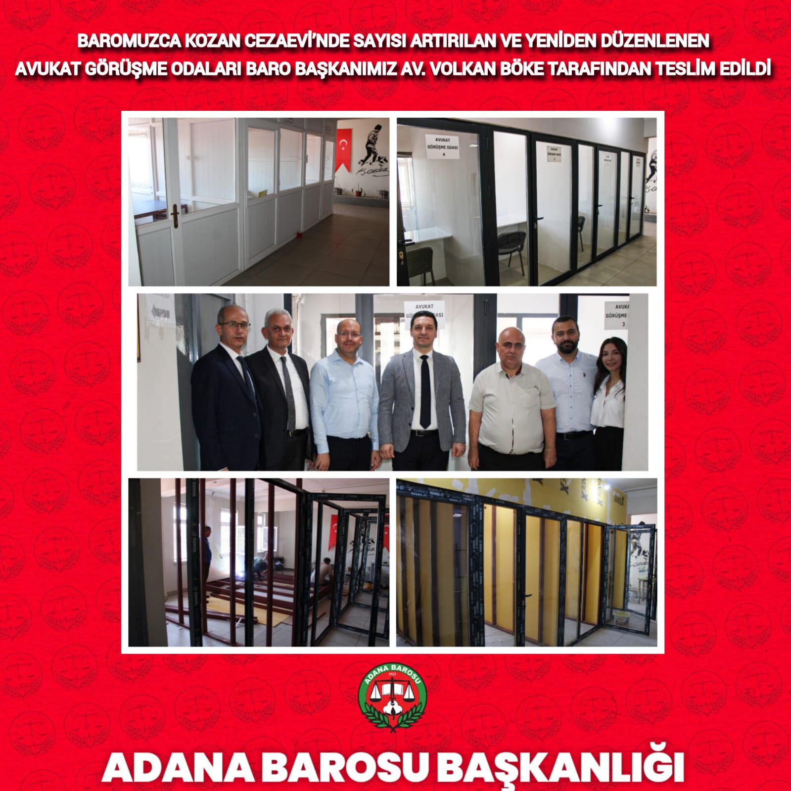 BAROMUZCA KOZAN CEZAEVİ’NDE SAYISI ARTIRILAN VE YENİDEN DÜZENLENEN AVUKAT GÖRÜŞME ODALARI BARO BAŞKANIMIZ AV. VOLKAN BÖKE TARAFINDAN TESLİM EDİLDİ