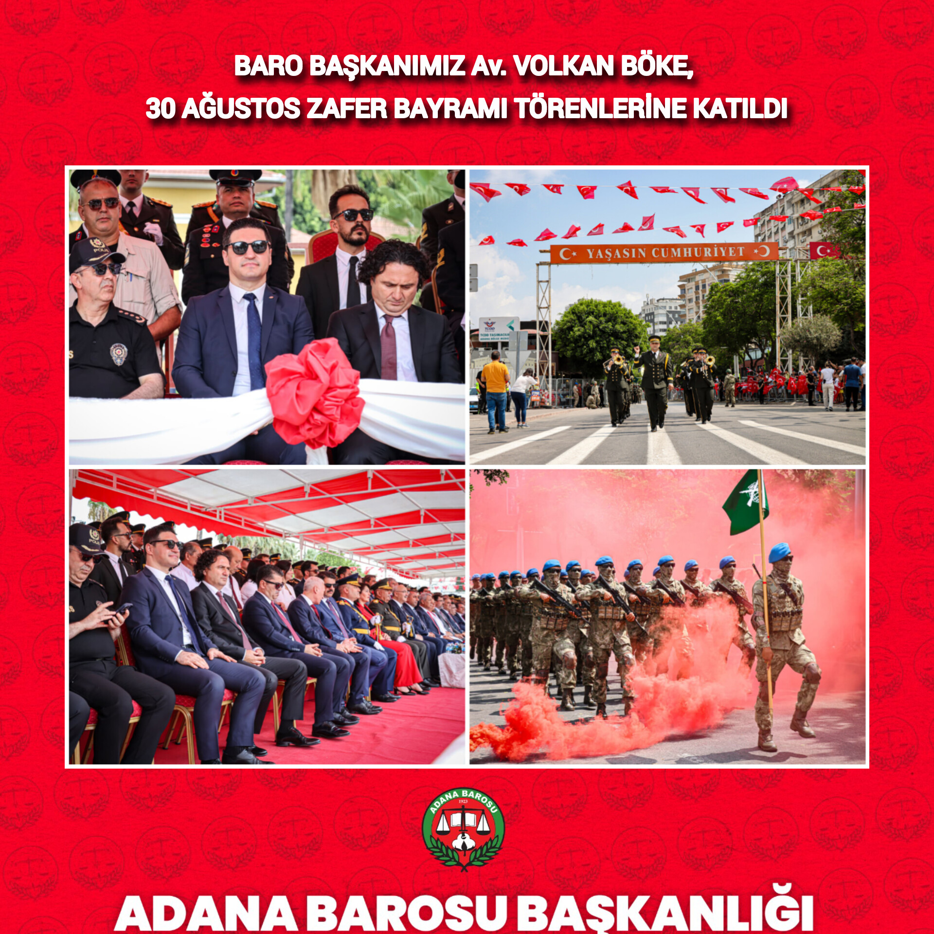 BARO BAŞKANIMIZ Av. VOLKAN BÖKE, 30 AĞUSTOS ZAFER BAYRAMI TÖRENLERİNE KATILDI