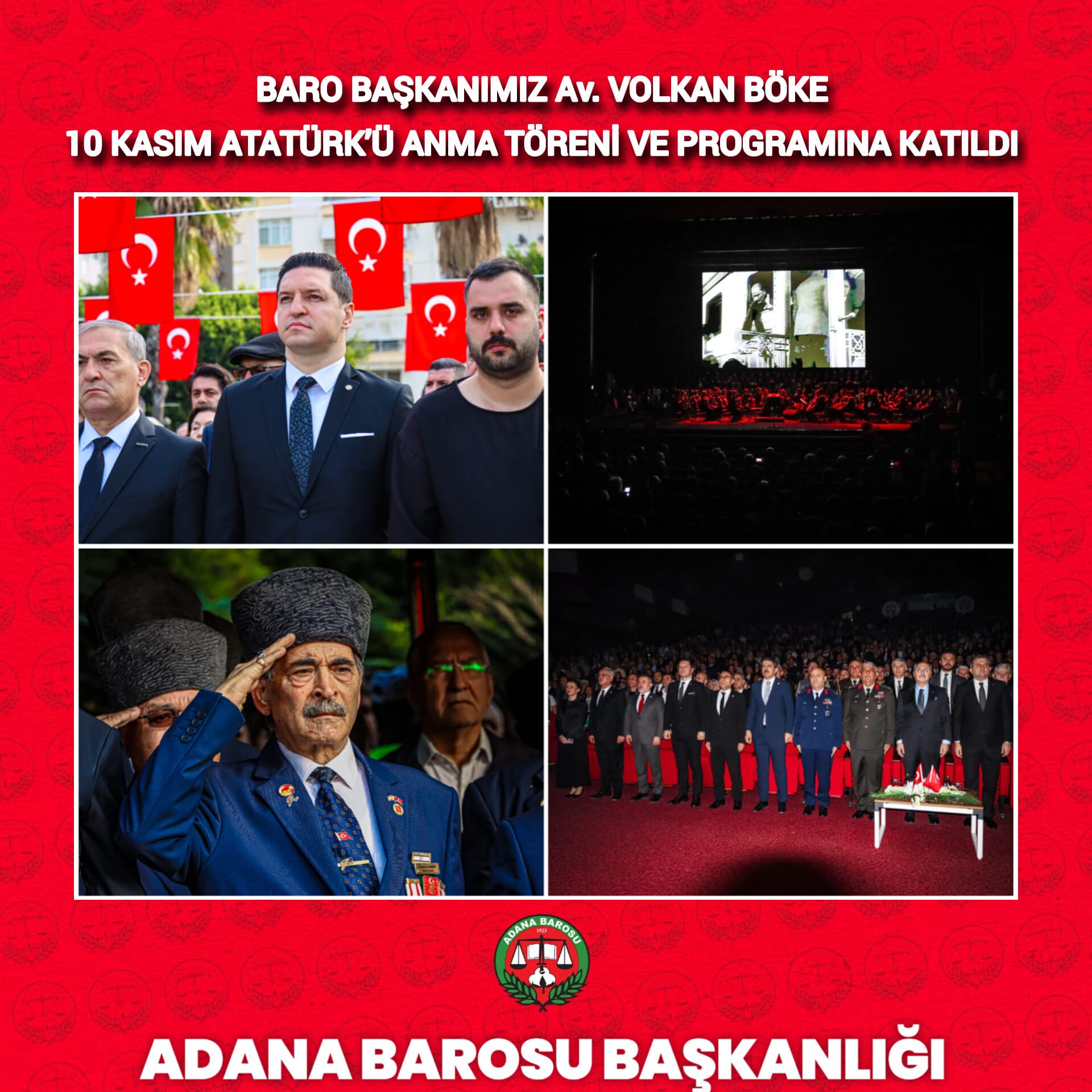 BARO BAŞKANIMIZ Av. VOLKAN BÖKE 10 KASIM ATATÜRK’Ü ANMA TÖRENİ VE PROGRAMINA KATILDI