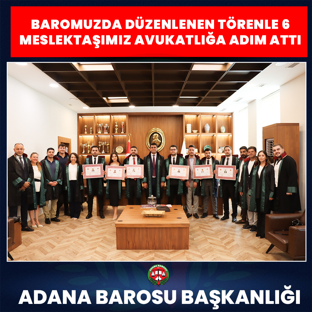 BAROMUZDA DÜZENLENEN TÖRENLE 6 MESLEKTAŞIMIZ AVUKATLIĞA ADIM ATTI
