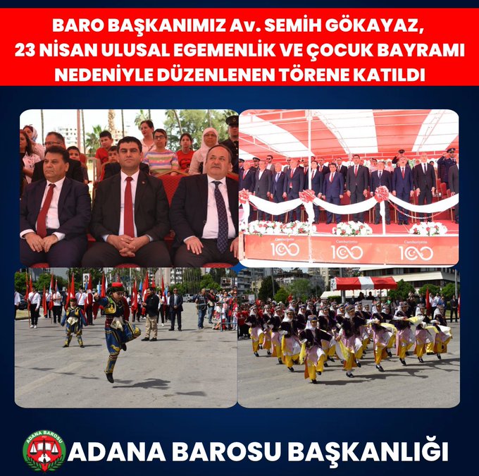 BARO BAŞKANIMIZ Av. SEMİH GÖKAYAZ, 23 NİSAN ULUSAL EGEMENLİK VE ÇOCUK BAYRAMI NEDENİYLE DÜZENLENEN TÖRENE KATILDI