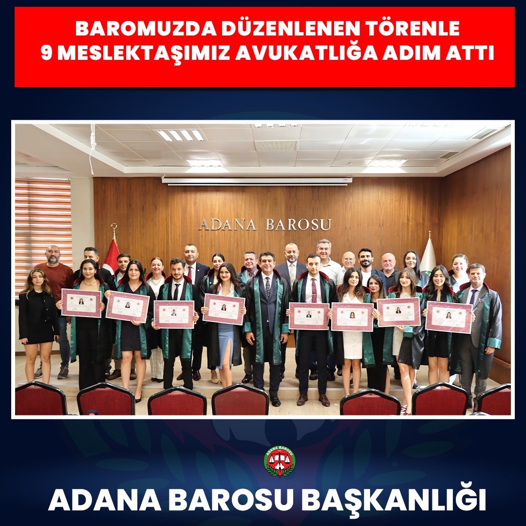 BAROMUZDA DÜZENLENEN TÖRENLE 9 MESLEKTAŞIMIZ AVUKATLIĞA ADIM ATTI