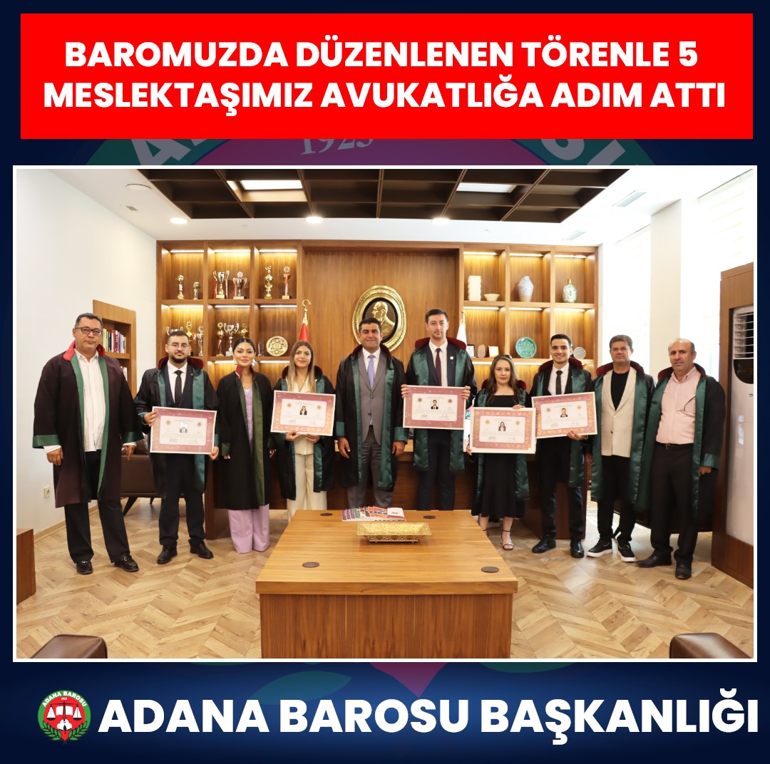BAROMUZDA DÜZENLENEN TÖRENLE 5 MESLEKTAŞIMIZ AVUKATLIĞA ADIM ATTI