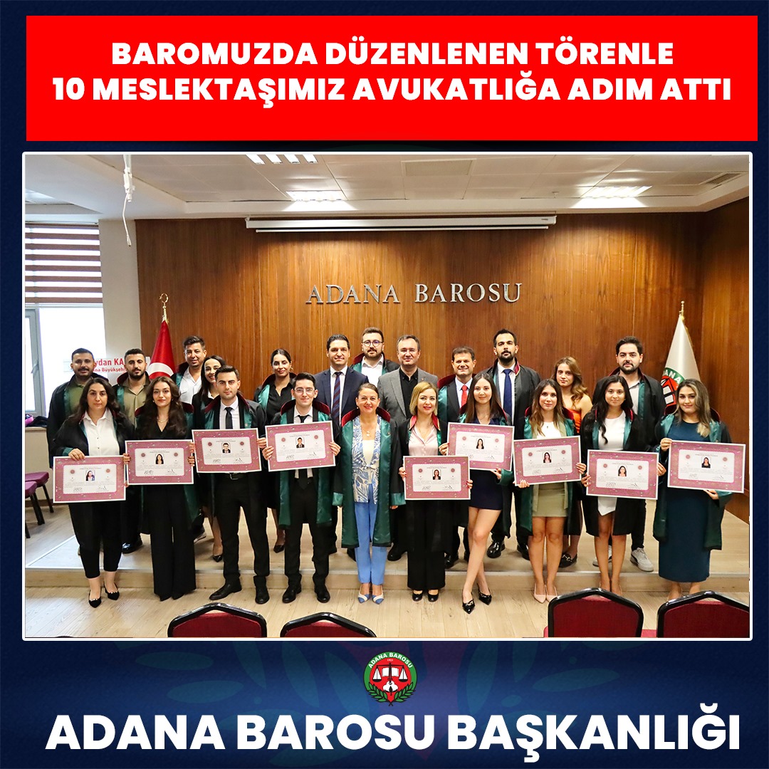 BAROMUZDA DÜZENLENEN TÖRENLE 10 MESLEKTAŞIMIZ AVUKATLIĞA ADIM ATTI