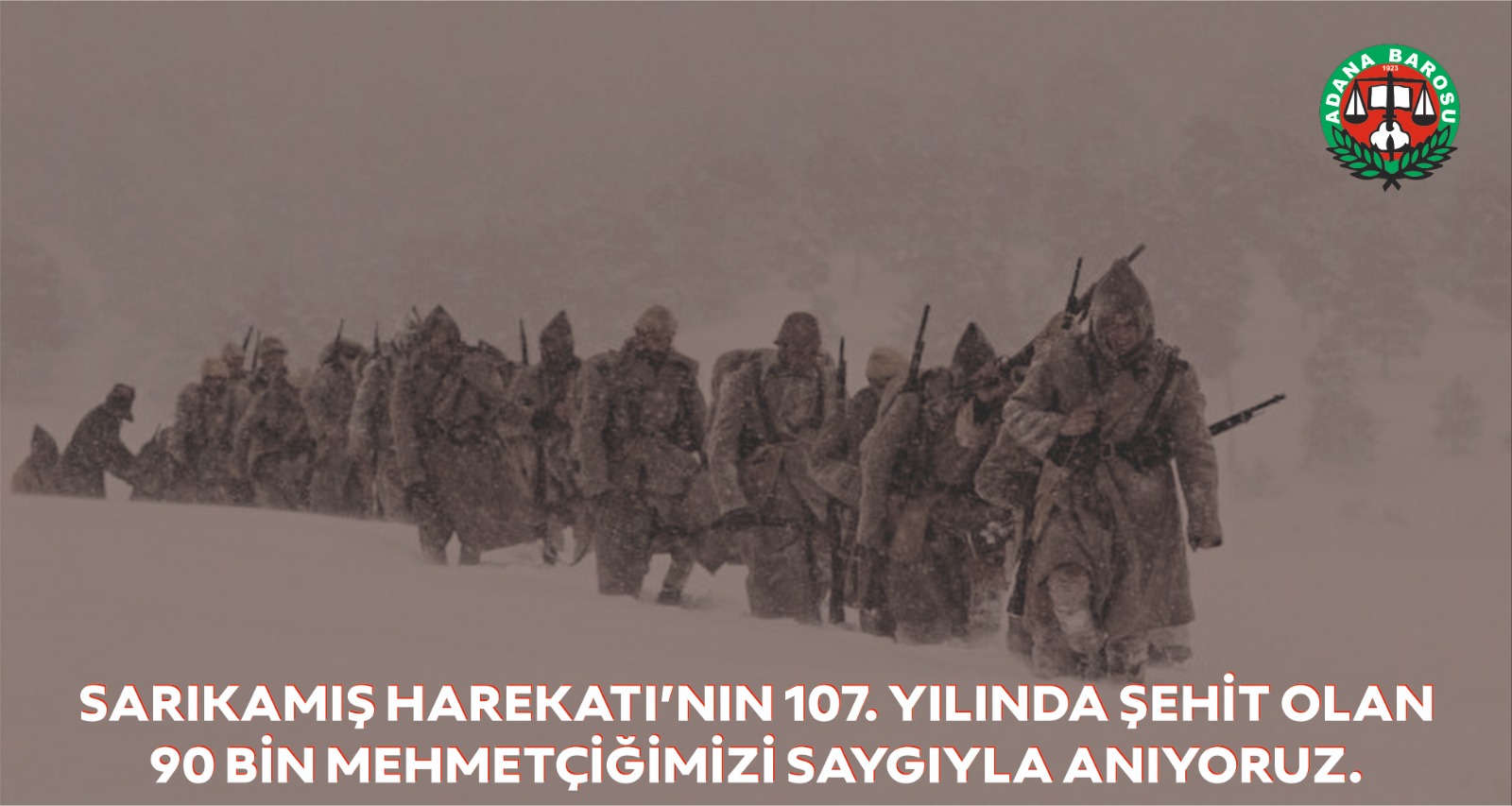 SARIKAMIŞ HAREKATI’NIN 107. YILINDA ŞEHİT OLAN 90 BİN MEHMETÇİĞİMİZİ SAYGIYLA ANIYORUZ.