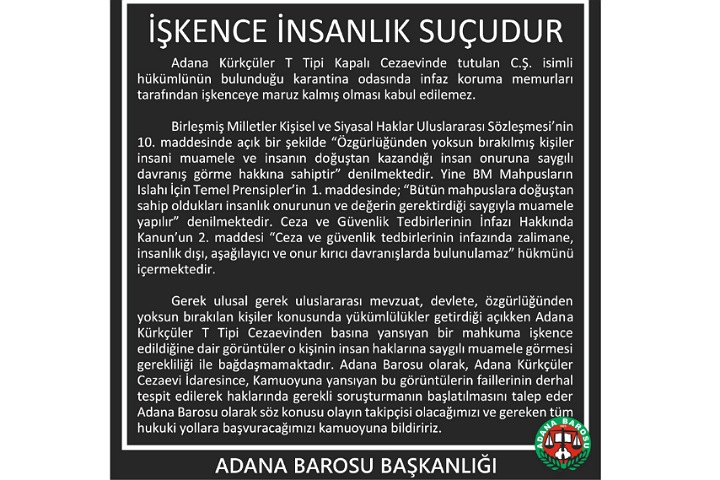 İşkence insanlık suçudur !