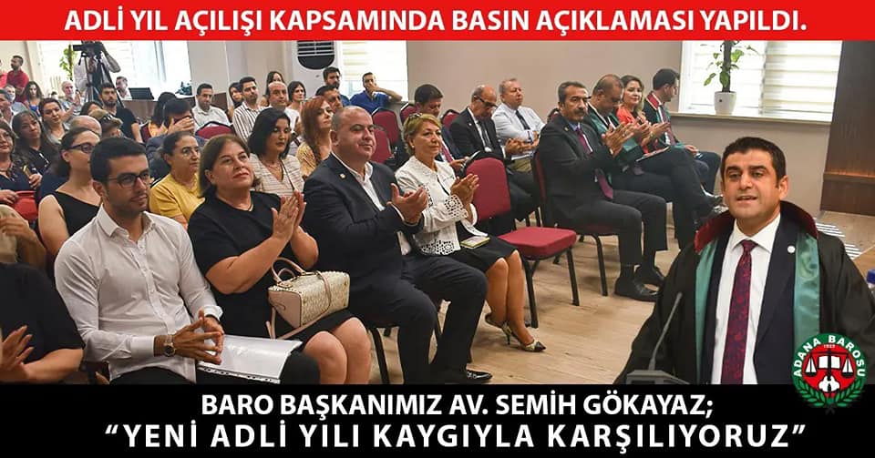 ADLİ YIL AÇILIŞI KAPSAMINDA BASIN AÇIKLAMASI YAPILDI. BARO BAŞKANIMIZ AV. SEMİH GÖKAYAZ; “YENİ ADLİ YILI KAYGIYLA KARŞILIYORUZ”