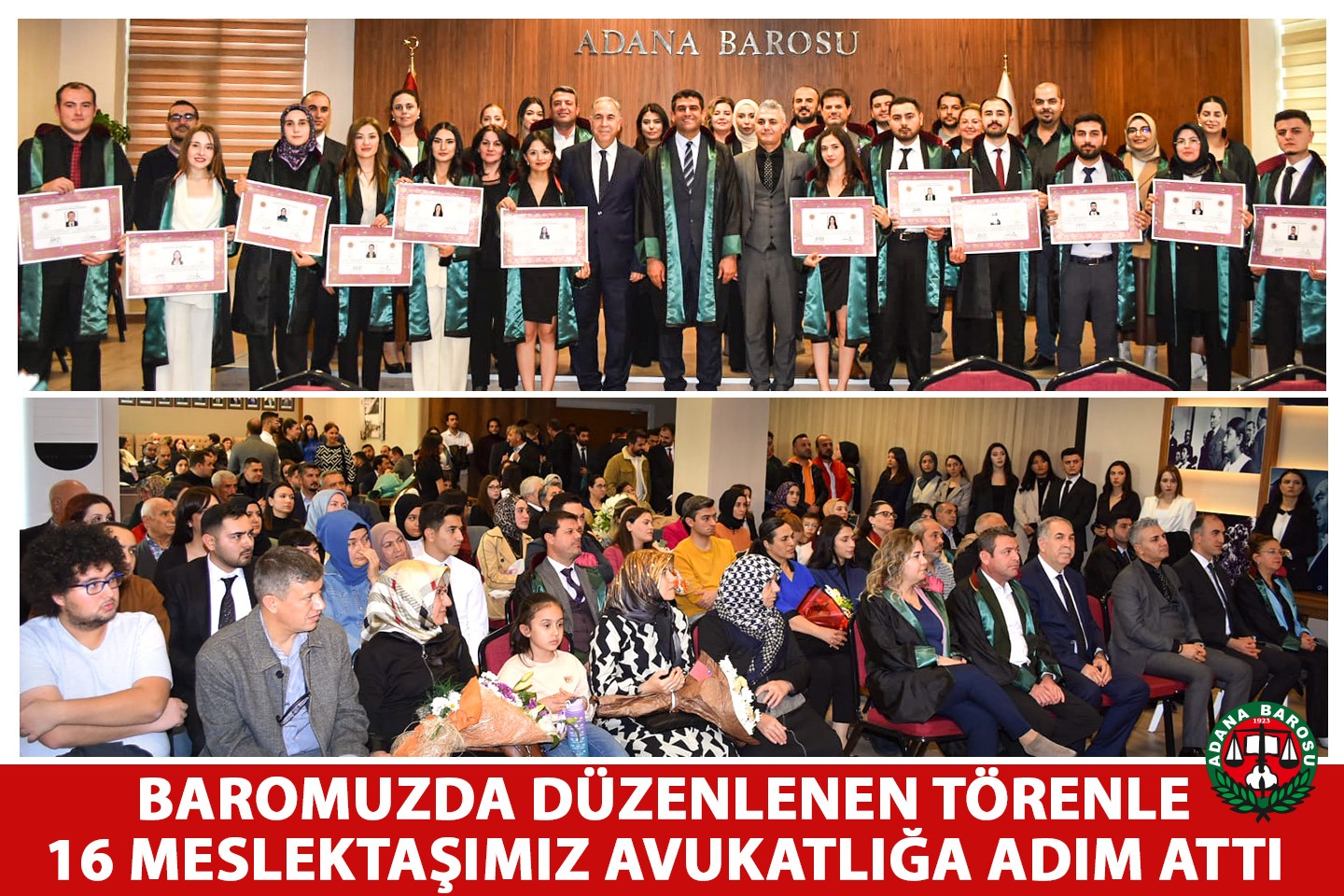BAROMUZDA DÜZENLENEN TÖRENLE 16 MESLEKTAŞIMIZ AVUKATLIĞA ADIM ATTI