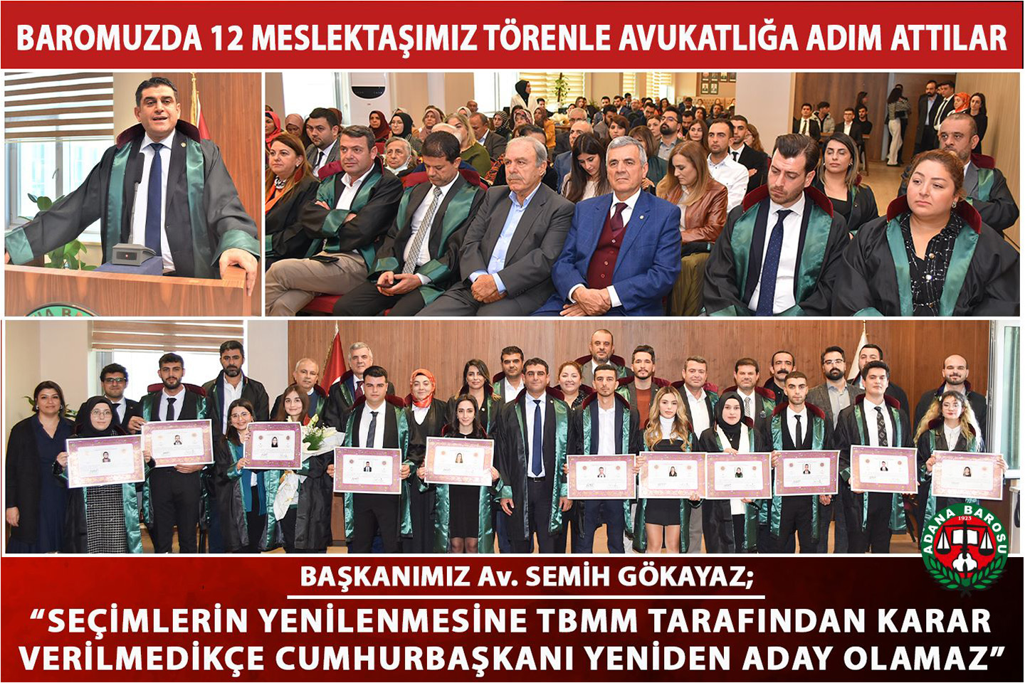 BAŞKANIMIZ Av. SEMİH GÖKAYAZ;  “SEÇİMLERİN YENİLENMESİNE TBMM TARAFINDAN KARAR VERİLMEDİKÇE CUMHURBAŞKANI YENİDEN ADAY OLAMAZ”