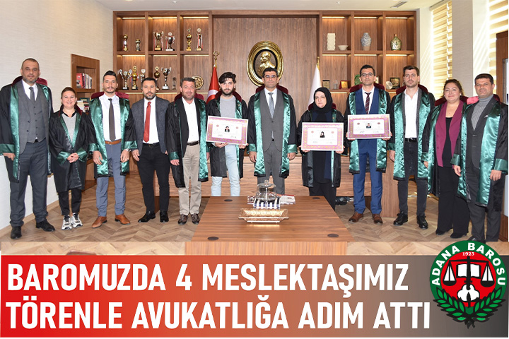 BAROMUZDA 4 MESLEKTAŞIMIZ TÖRENLE AVUKATLIĞA ADIM ATTI