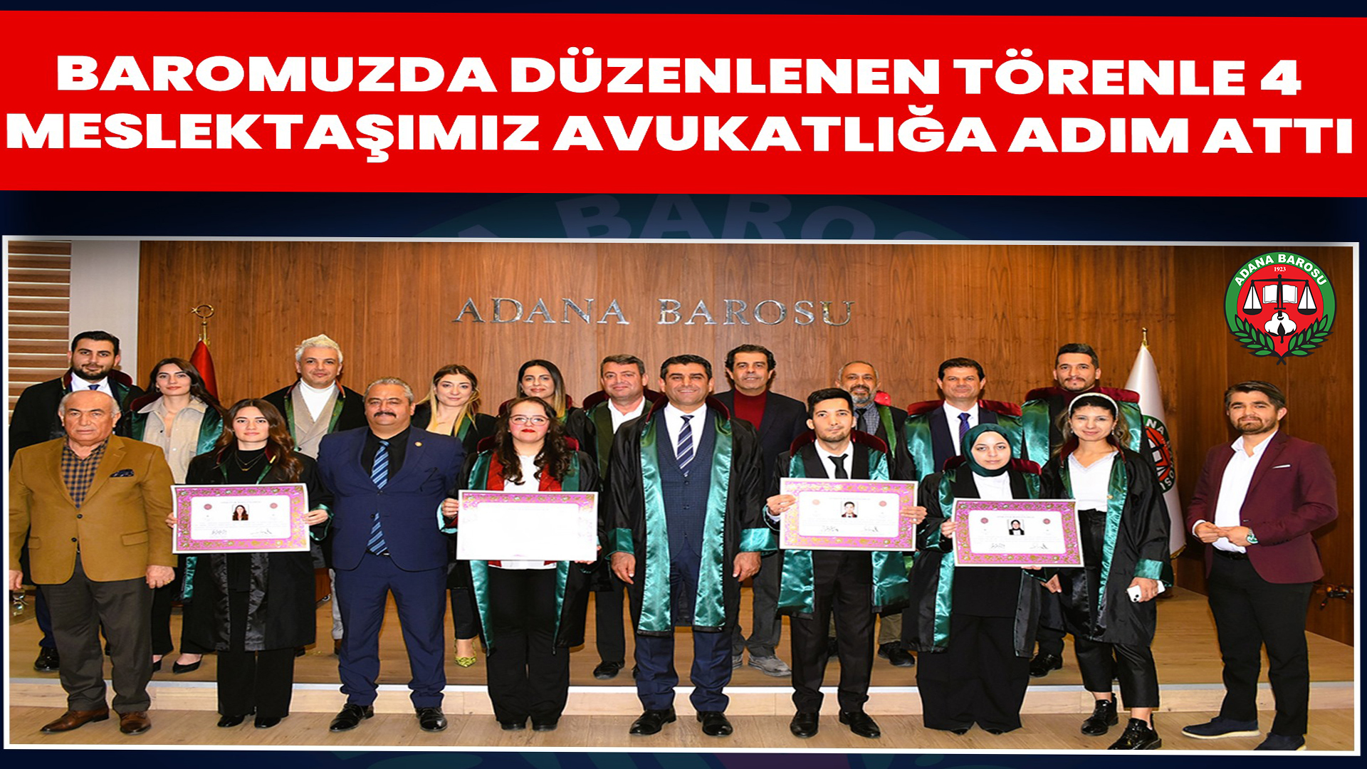 BAROMUZDA DÜZENLENEN TÖRENLE 4 MESLEKTAŞIMIZ AVUKATLIĞA ADIM ATTI