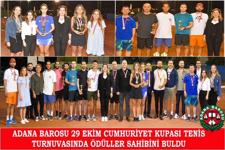 ADANA BAROSU 29 EKİM CUMHURİYET KUPASI TENİS TURNUVASINDA ÖDÜLLER SAHİBİNİ BULDU