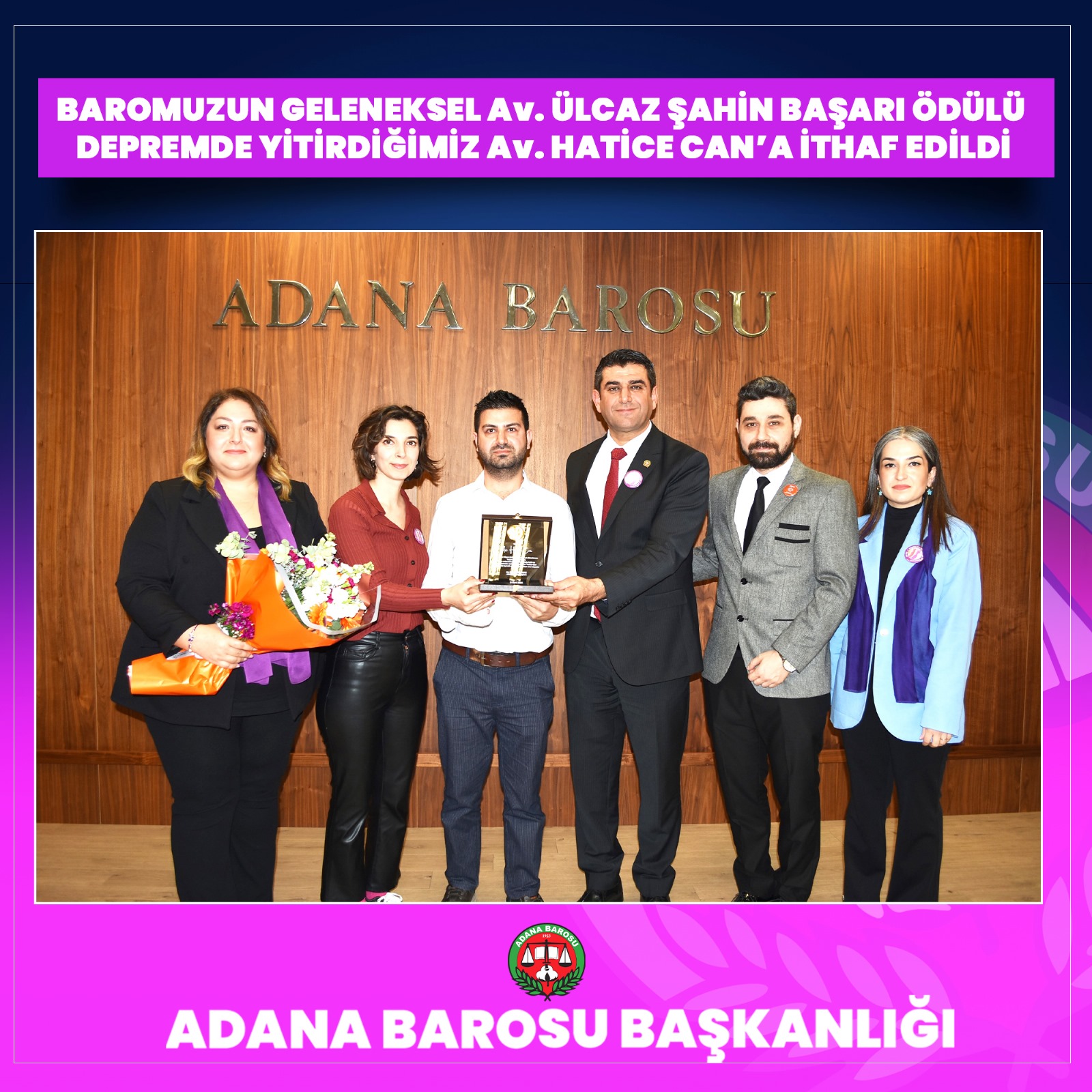 BAROMUZUN GELENEKSEL Av. ÜLCAZ ŞAHİN ÖDÜLÜ, 6 ŞUBAT DEPREMİNDE YİTİRDİĞİMİZ Av. HATİCE CAN’IN ANISINA İTHAF EDİLDİ