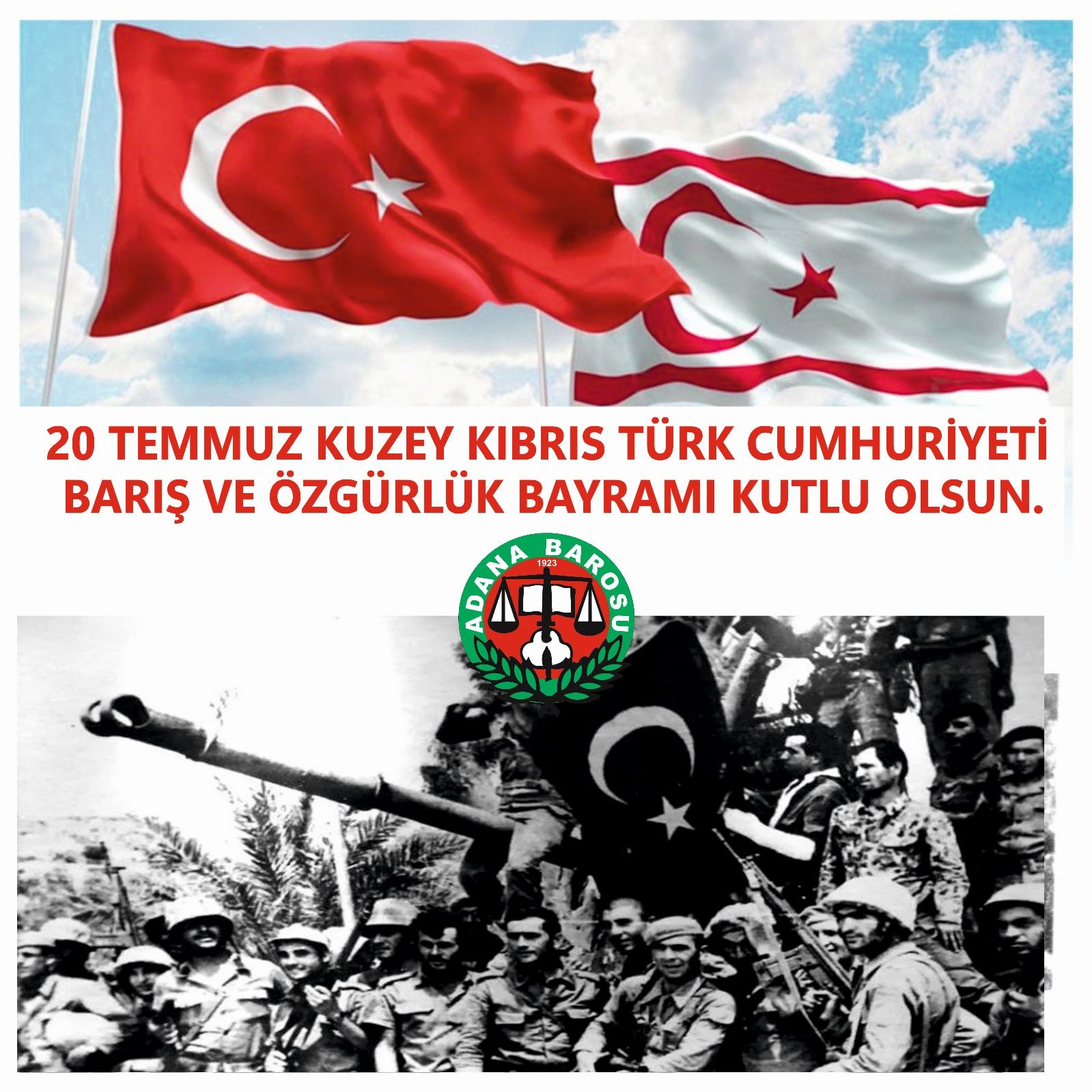 20 TEMMUZ KUZEY KIBRIS TÜRK CUMHURİYETİ BARIŞ VE ÖZGÜRLÜK BAYRAMI KUTLU OLSUN.  