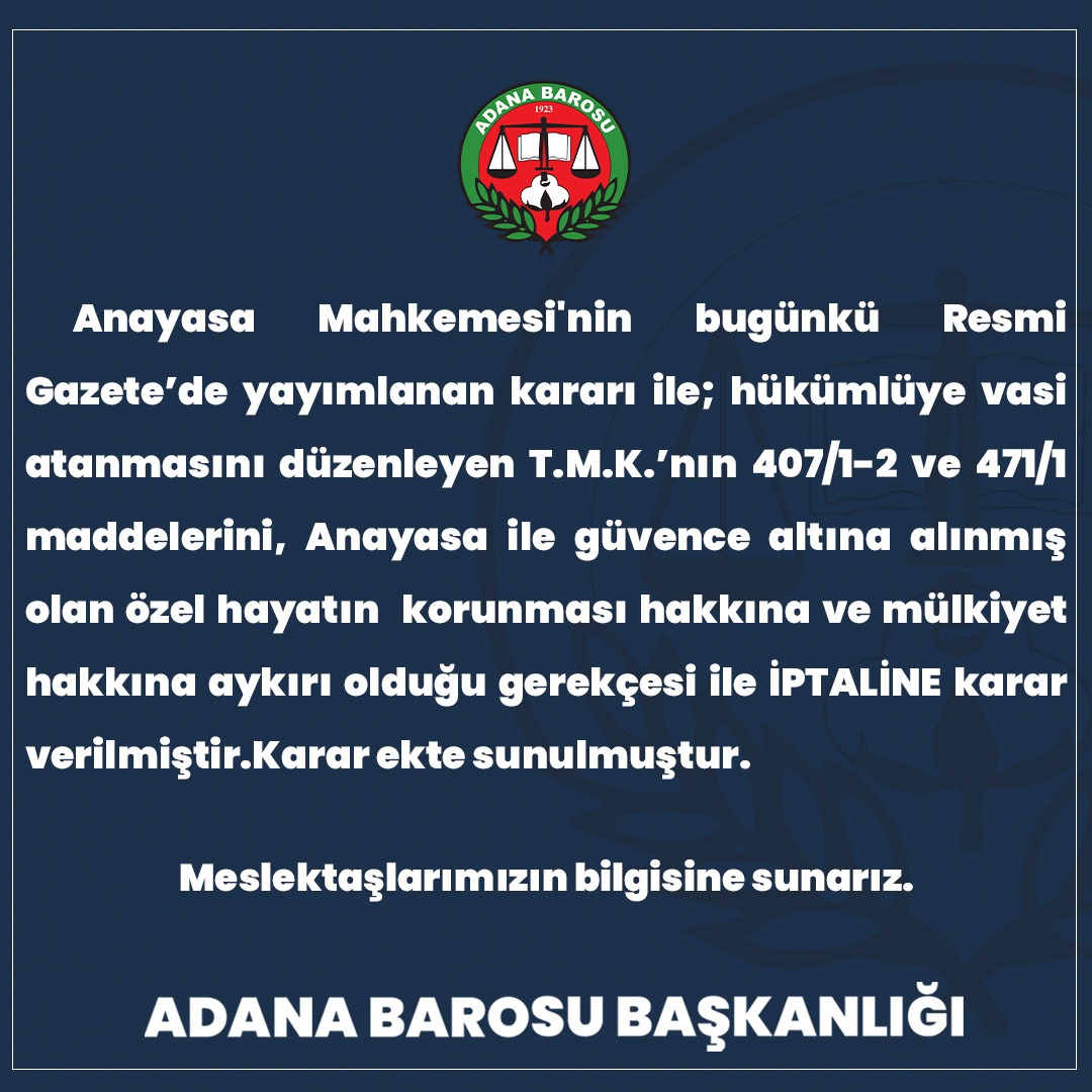Resmi Gazetede Yayınlanan Anayasa Mahkemesi Kararları