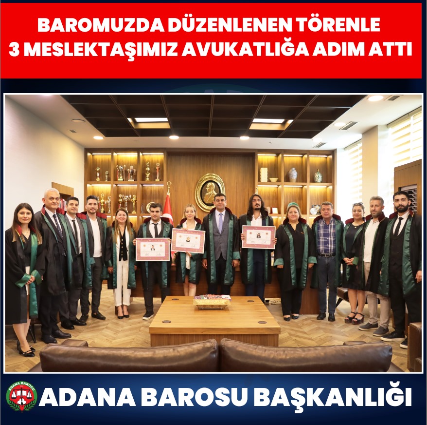 BAROMUZDA DÜZENLENEN TÖRENLE 3 MESLEKTAŞIMIZ AVUKATLIĞA ADIM ATTI