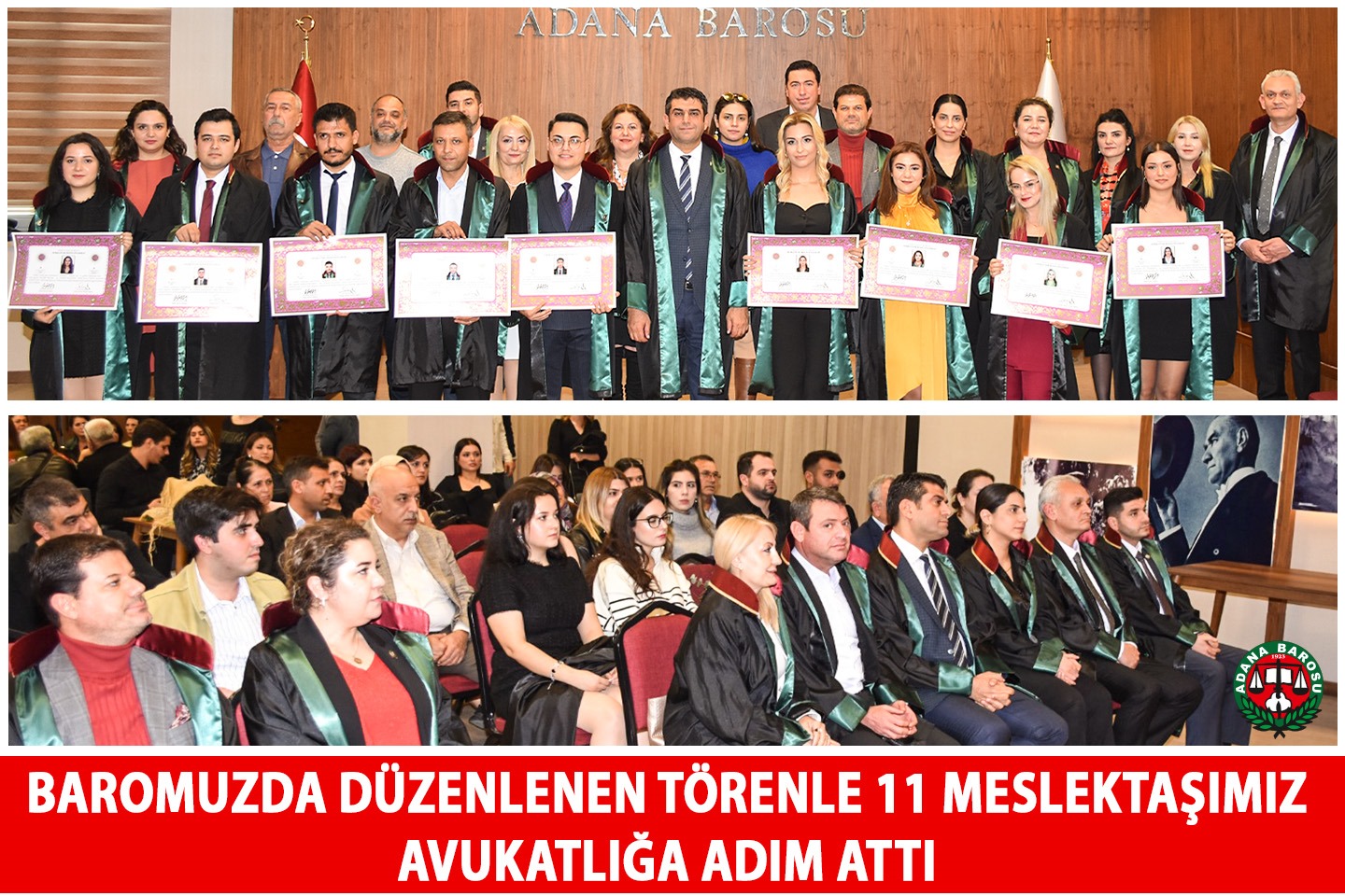 BAROMUZDA DÜZENLENEN TÖRENLE 11 MESLEKTAŞIMIZ AVUKATLIĞA ADIM ATTI