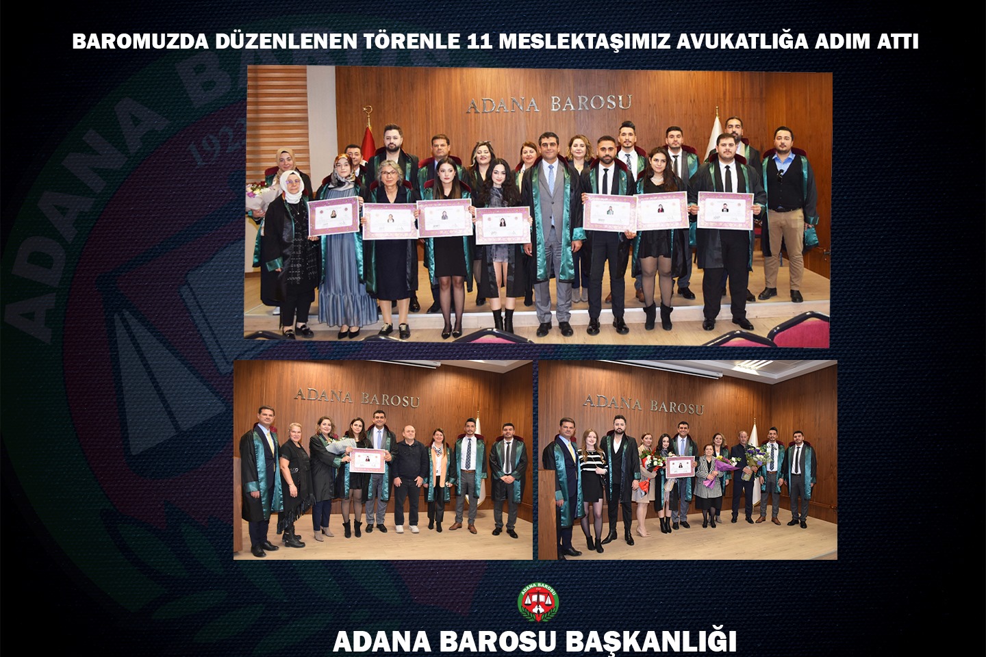 BAROMUZDA DÜZENLENEN TÖRENLE 11 MESLEKTAŞIMIZ AVUKATLIĞA ADIM ATTI