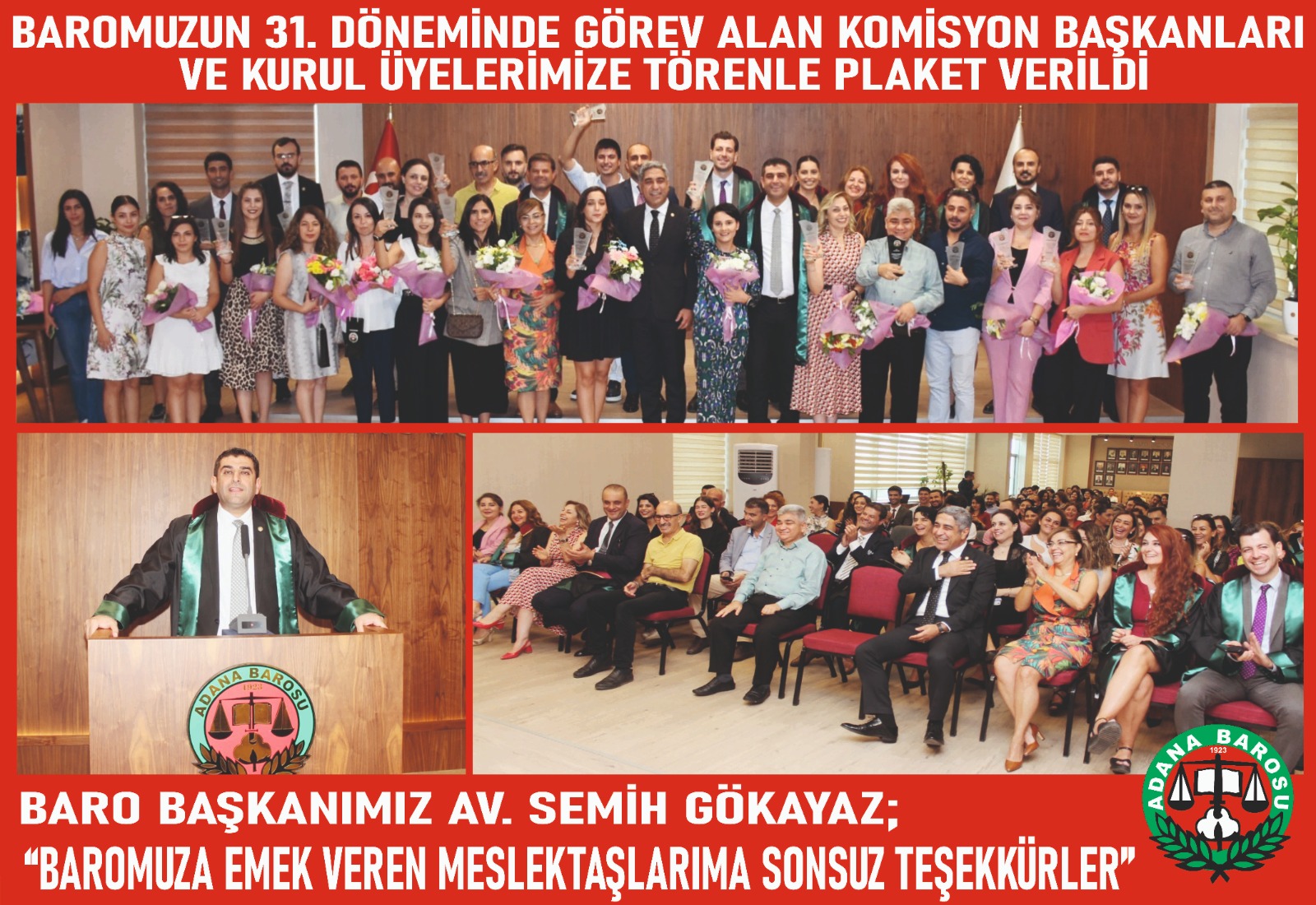 BAROMUZUN 31. DÖNEMİNDE GÖREV ALAN KOMİSYON BAŞKANLARI VE KURUL ÜYELERİMİZE TÖRENLE PLAKETLERİ TAKDİM EDİLDİ