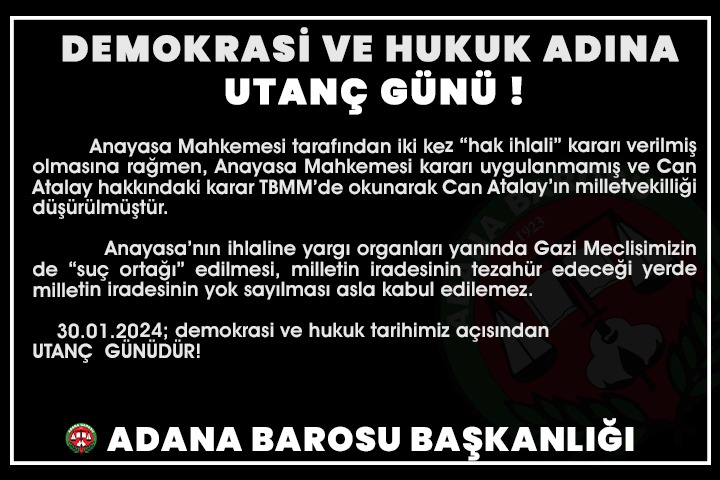 Demokrasi ve hukuk adına utanç günü !