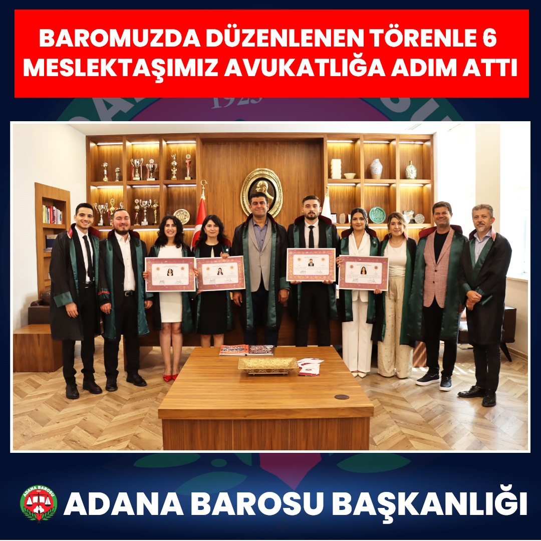 BAROMUZDA DÜZENLENEN TÖRENLE 6 MESLEKTAŞIMIZ AVUKATLIĞA  ADIM ATTI