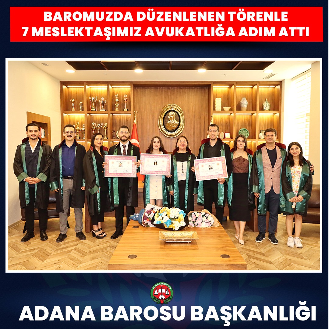 BAROMUZDA DÜZENLENEN TÖRENLE 7 MESLEKTAŞIMIZ AVUKATLIĞA ADIM ATTI