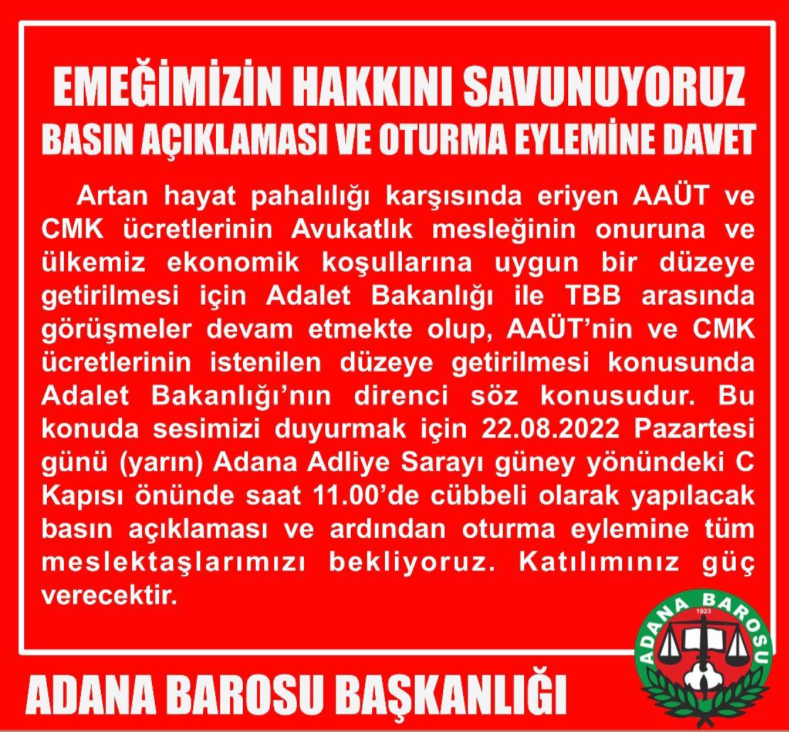 EMEĞİMİZİN HAKKINI SAVUNUYORUZ BASIN AÇIKLAMASI VE OTURMA EYLEMİNE DAVET 