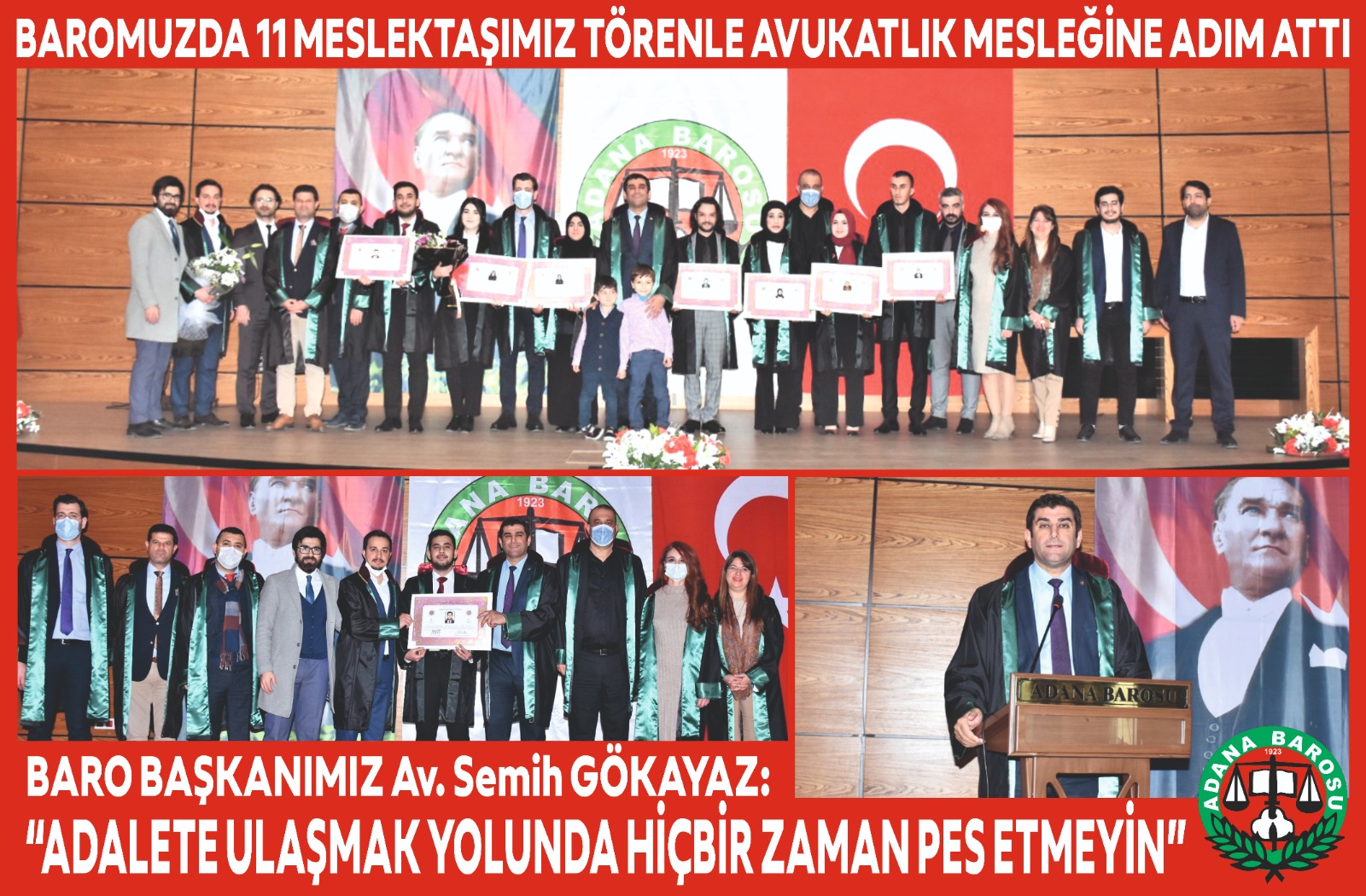 BAROMUZDA 11 MESLEKTAŞIMIZ TÖRENLE AVUKATLIK MESLEĞİNE ADIM ATTI